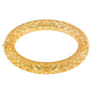 PULSERA CAÑA PLATA CHAPADO DORADO TUBO CALADO