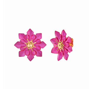 PENDIENTES PLATA FLOR FUCSIA