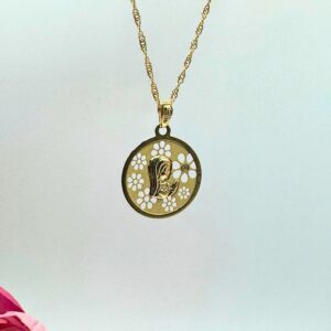 Medallita Virgen Comunión Circonita