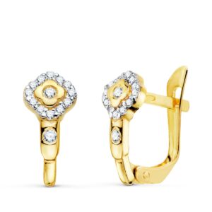 PENDIENTES ORO BICOLOR ROMBO CON CIRCONITA