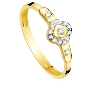 SORTIJA ORO BICOLOR ROMBO CON CIRCONITA