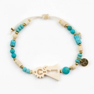 Pulsera Virgen de los Desamparados piedras turquesa