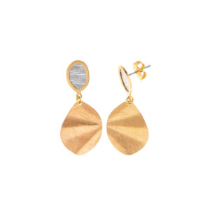PENDIENTES PLATA CHAPADO DORADO OVALO INTERIOR RODIO OVALO IRREGULAR DIAMANTADO