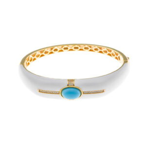 PULSERA CAÑA CIRCONITAS BLANCAS TURQUESA