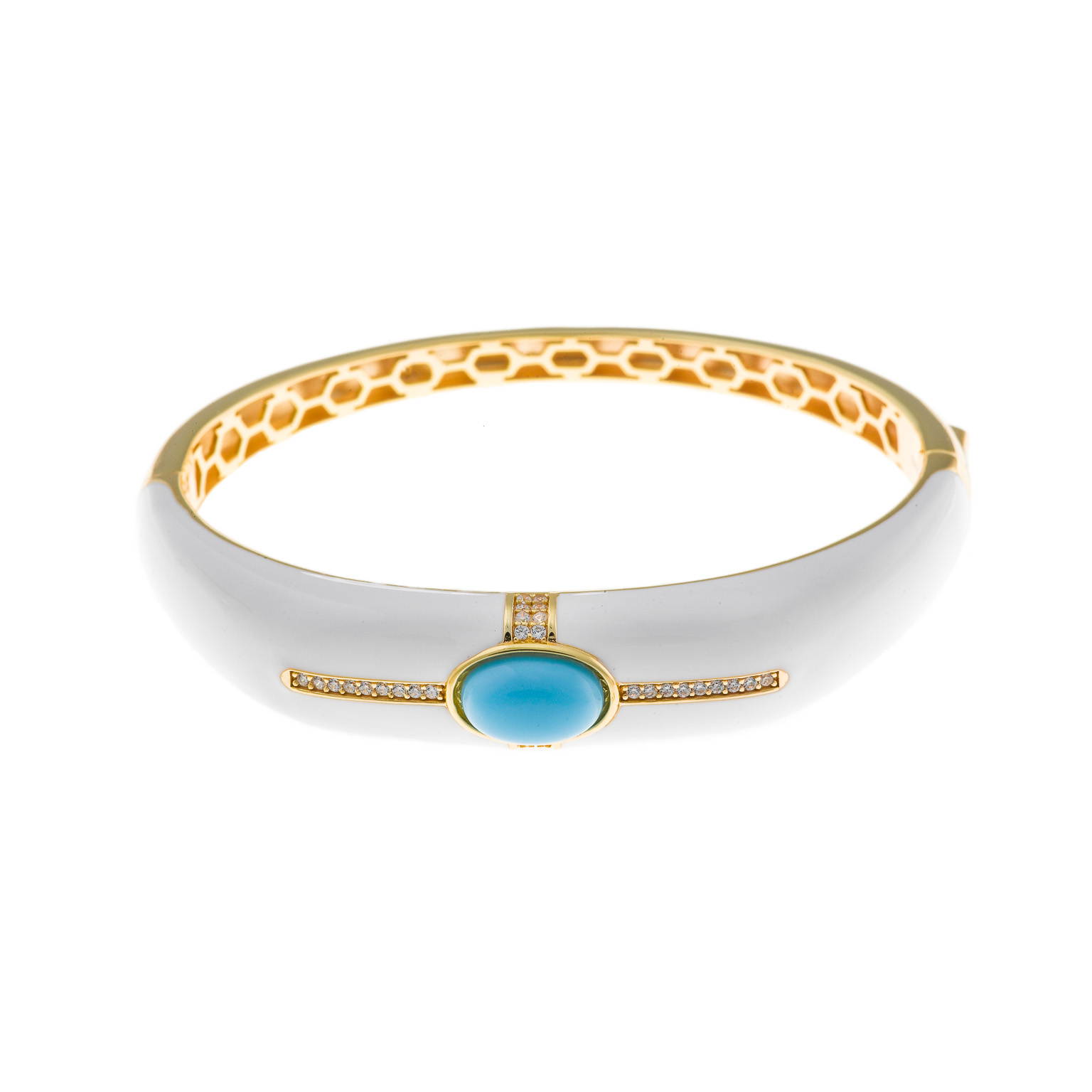 PULSERA CAÑA CIRCONITAS BLANCAS TURQUESA