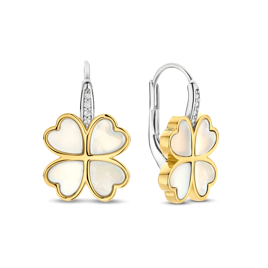 Aros de trébol de perlas