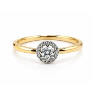 Sortija de oro amarillo con diamantes creados