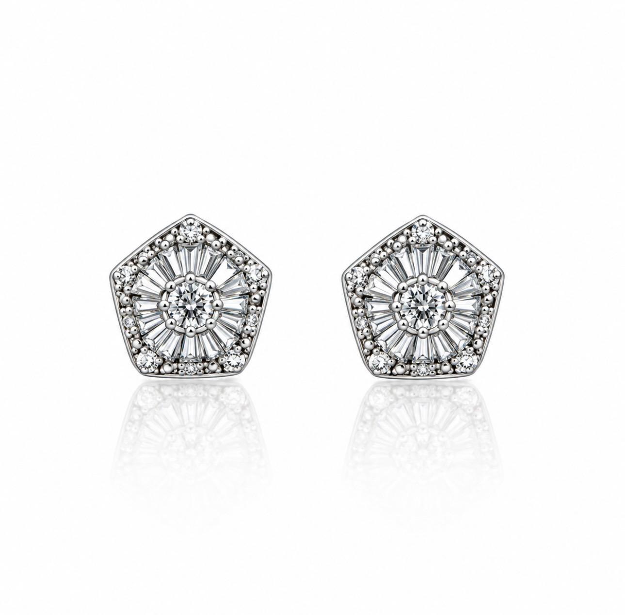 Pendientes de plata pentágono