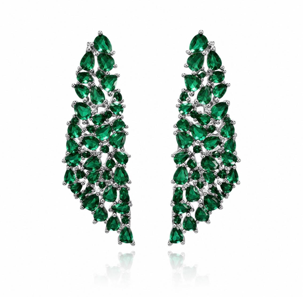 Pendientes de plata con esmeraldas